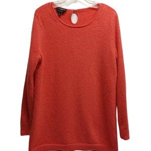 TALBOTS CASHMERE CREWNECK SWEATER, ORANGE, SIZE PETITE